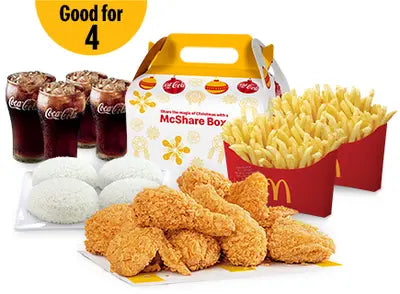 McShare Bundle for 4 Comes with 8 pcs Chicken McDo, 2 BFF Fries, 4 rice & 4 beverages