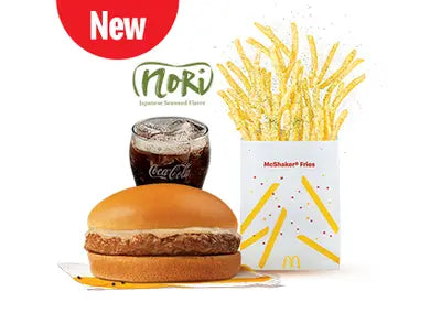 Black Pepper Burger McDo with Medium Nori McShaker Fries and Medium Drink